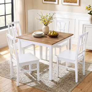 400 lbs Capacity Dining Chair Set of 4 with Cross Backrest and Rubber Wood Frame-White view 3