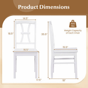 400 lbs Capacity Dining Chair Set of 4 with Cross Backrest and Rubber Wood Frame-White view 4