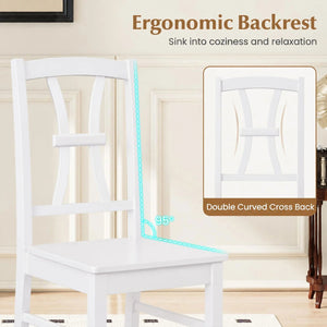 400 lbs Capacity Dining Chair Set of 4 with Cross Backrest and Rubber Wood Frame-White view 5