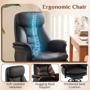 400 LBS Ergonomic Big and Tall Office Chair with Faux Leather-Black view 6