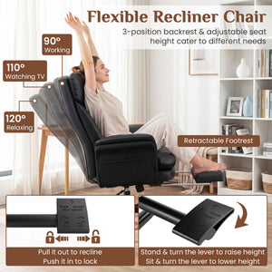 400 LBS Ergonomic Big and Tall Office Chair with Faux Leather-Black view 7