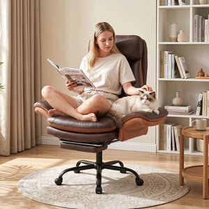400 LBS Ergonomic Big and Tall Office Chair with Faux Leather-Brown view 2