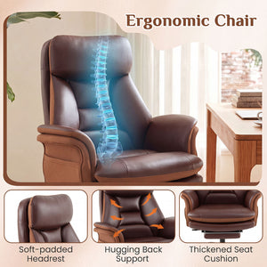 400 LBS Ergonomic Big and Tall Office Chair with Faux Leather-Brown view 7