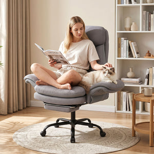 400 LBS Ergonomic Big and Tall Office Chair with Faux Leather-Gray view 2