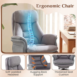 400 LBS Ergonomic Big and Tall Office Chair with Faux Leather-Gray view 6