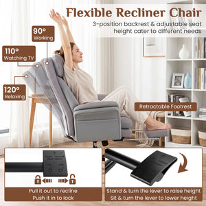 400 LBS Ergonomic Big and Tall Office Chair with Faux Leather-Gray view 7
