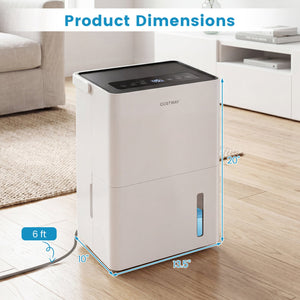 4000 Sq.Ft 80 Pint Compressor Dehumidifier with Drain HoseSmart Humidity Control and Child Lock-White view 4
