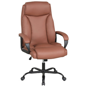 400LBS Big and Tall Chair High Back Executive Chair Ergonomic Leather Computer Chair-Brown