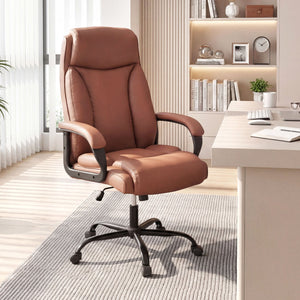 400LBS Big and Tall Chair High Back Executive Chair Ergonomic Leather Computer Chair-Brown view 2