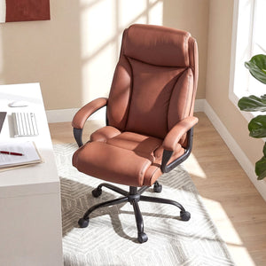 400LBS Big and Tall Chair High Back Executive Chair Ergonomic Leather Computer Chair-Brown view 3