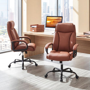 400LBS Big and Tall Chair High Back Executive Chair Ergonomic Leather Computer Chair-Brown view 5