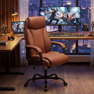 400LBS Big and Tall Chair High Back Executive Chair Ergonomic Leather Computer Chair-Brown view 6