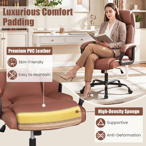 400LBS Big and Tall Chair High Back Executive Chair Ergonomic Leather Computer Chair-Brown view 7