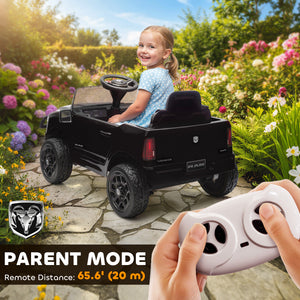 Qaba 12V Ride on Car, Licensed Dodge RAM 3500 Electric Vehicle with Remote Control, Suspension for 3-5 Years