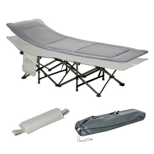 Folding Camping Cot with Mat & Pillow, Double Layer Oxford Heavy Duty Sleeping Cot with Carry Bag Blue – view 8