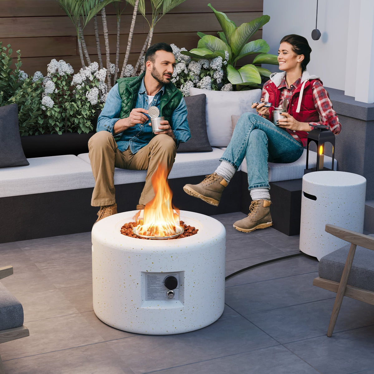 40 000 BTU Fire Pit Table Set with Hideaway Tank Holder view 2