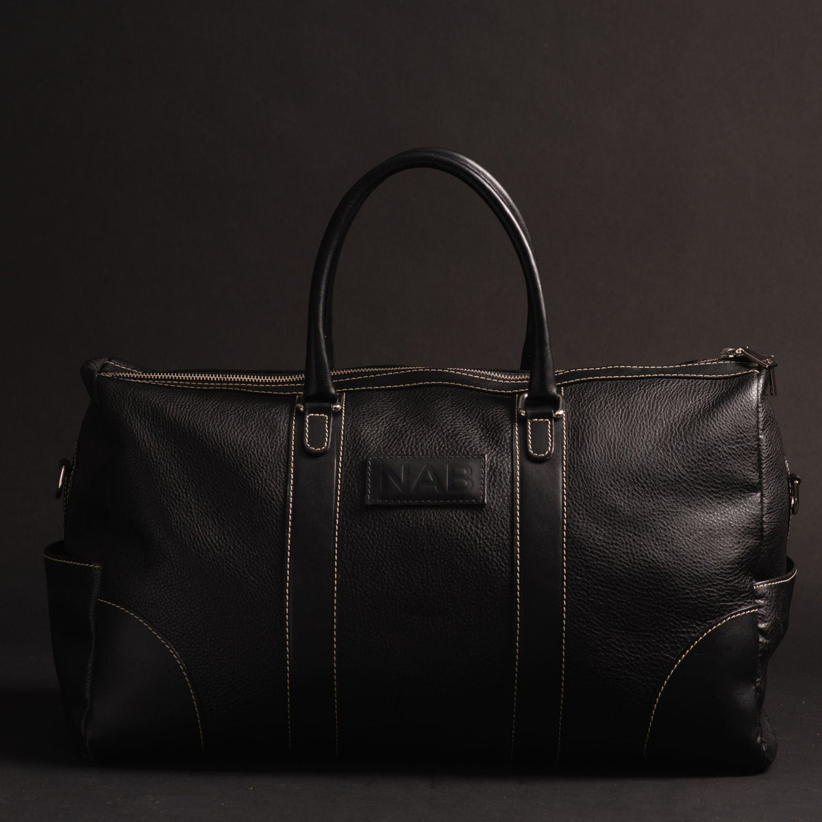 The Shield Duffle - Black Full-Grain Leather Duffle Bag, Made in Canada - NAB Leather
