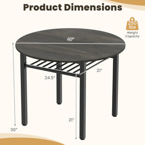 40” Round Kitchen Table with Storage Shelf and Metal Frame for 4 People-Gray view 5