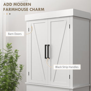 72" Kitchen Storage Cabinet, Farmhouse Kitchen Pantry Cabinet with 4 Barn Doors, Drawer – view 17