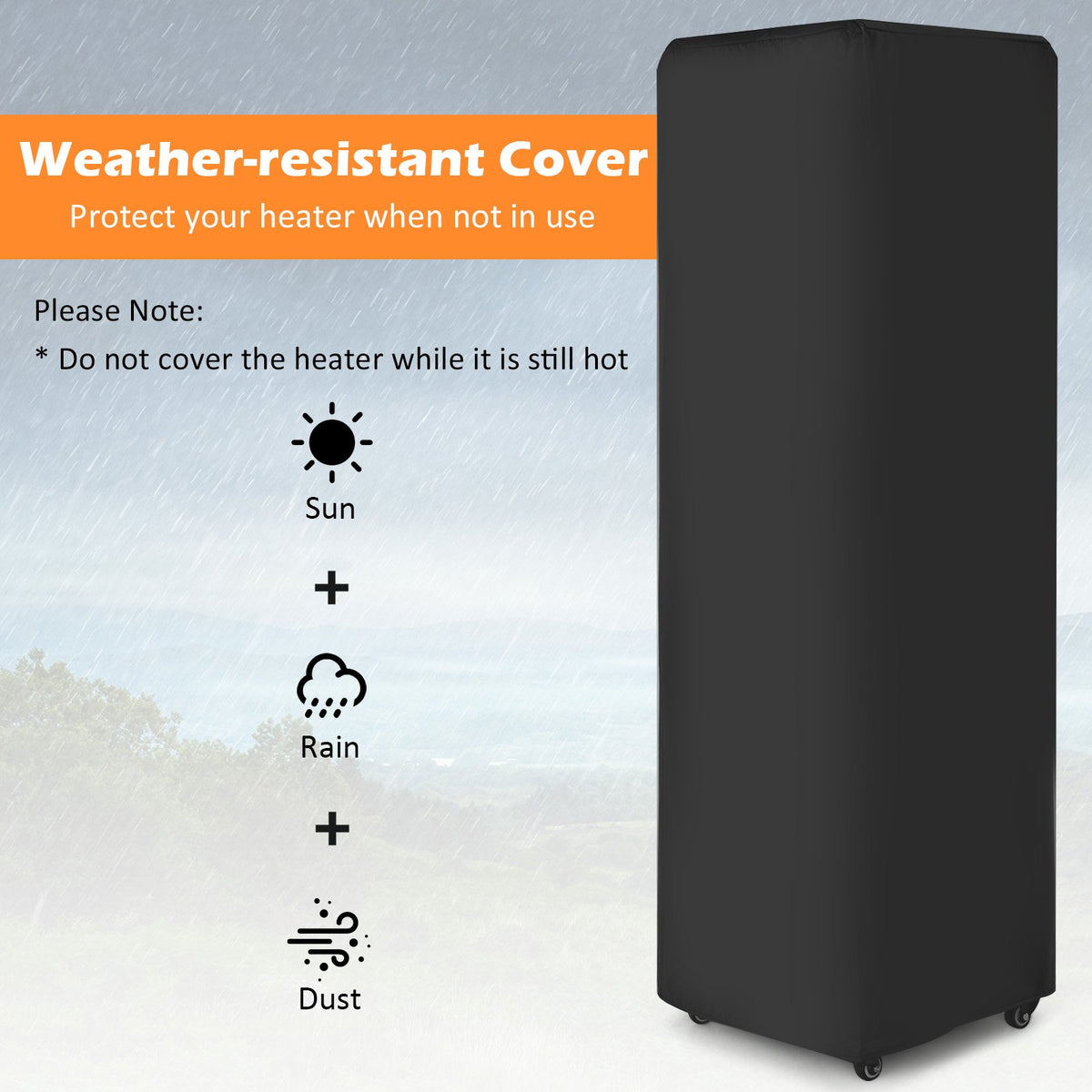 41 000 BTU Propane Patio Heater with Lockable Wheels-Black view 8