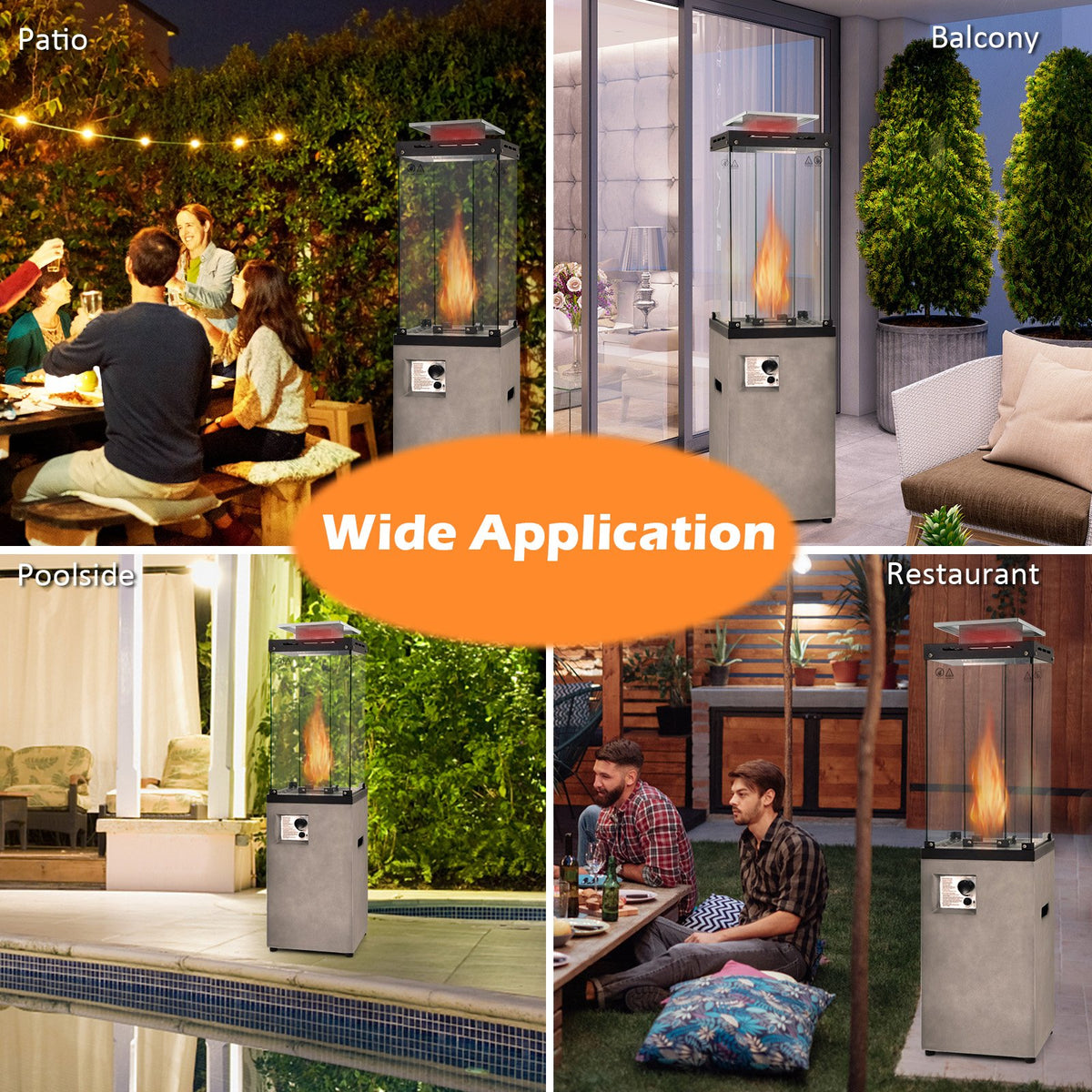 41 000 BTU Propane Patio Heater with Metal Hood-Gray view 9
