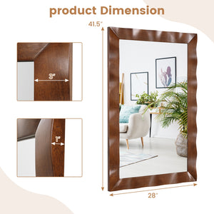 41.5 x 28 inches Farmhouse Wall Mirror with Solid Wood Frame-Brown view 5