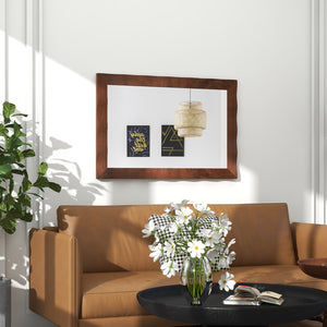 41.5 x 28 inches Farmhouse Wall Mirror with Solid Wood Frame-Brown view 6