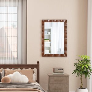 41.5 x 28 inches Farmhouse Wall Mirror with Solid Wood Frame-Brown view 7