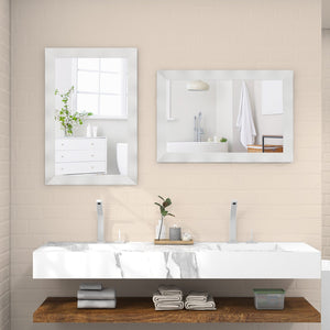 41.5 x 28 inches Farmhouse Wall Mirror with Solid Wood Frame-White view 2