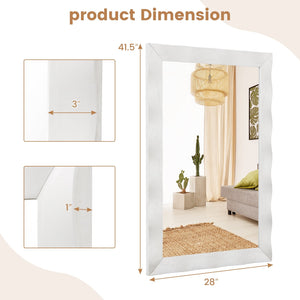 41.5 x 28 inches Farmhouse Wall Mirror with Solid Wood Frame-White view 5