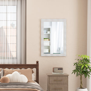 41.5 x 28 inches Farmhouse Wall Mirror with Solid Wood Frame-White view 7