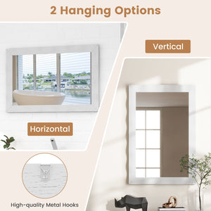 41.5 x 28 inches Farmhouse Wall Mirror with Solid Wood Frame-White view 8