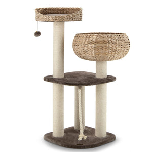 41 Inch Rattan Cat Tree with Napping Perch-Beige view 4