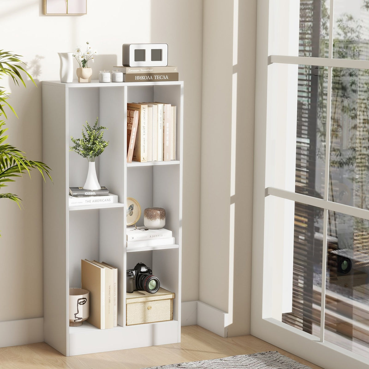 41 Inches 5-Cube Floor Bookcase with 2 Anti-Tipping Kits-White view 2