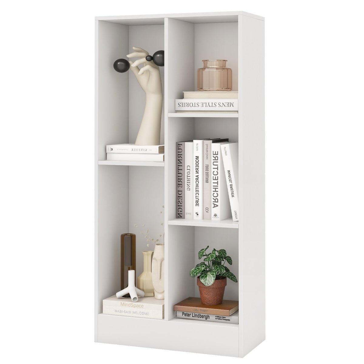 41 Inches 5-Cube Floor Bookcase with 2 Anti-Tipping Kits-White view 4