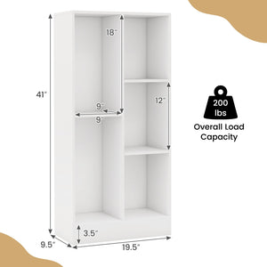 41 Inches 5-Cube Floor Bookcase with 2 Anti-Tipping Kits-White view 5