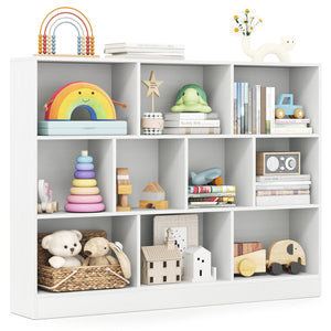 41 inches Wooden Toy Storage Organizer with 10 Cubes for Classroom Daycare Nursery Kindergarten-White view 4
