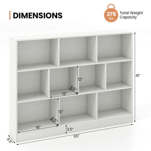 41 inches Wooden Toy Storage Organizer with 10 Cubes for Classroom Daycare Nursery Kindergarten-White view 5