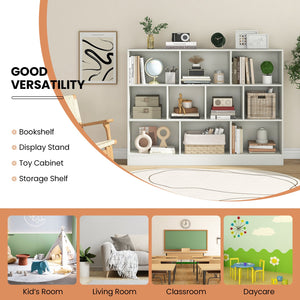 41 inches Wooden Toy Storage Organizer with 10 Cubes for Classroom Daycare Nursery Kindergarten-White view 8