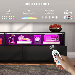 LED Lighted TV Stand for TVs up to 75", Modern TV Cabinet with Storage Drawers for Living Room – view 10