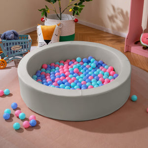 42.5 Inch Round Foam Ball Pits with 25D Sponge Filling and Washable PU Cover for Toddlers-Gray view 2