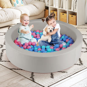 42.5 Inch Round Foam Ball Pits with 25D Sponge Filling and Washable PU Cover for Toddlers-Gray view 3