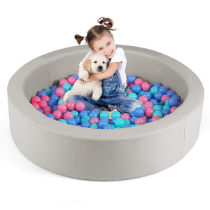 42.5 Inch Round Foam Ball Pits with 25D Sponge Filling and Washable PU Cover for Toddlers-Gray view 4
