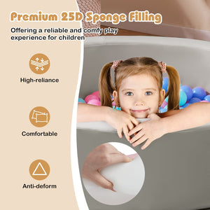 42.5 Inch Round Foam Ball Pits with 25D Sponge Filling and Washable PU Cover for Toddlers-Gray view 6