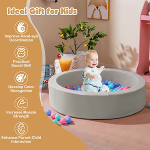 42.5 Inch Round Foam Ball Pits with 25D Sponge Filling and Washable PU Cover for Toddlers-Gray view 8
