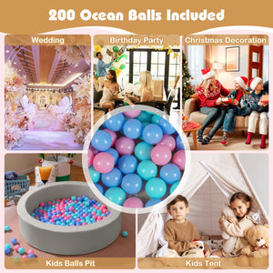 42.5 Inch Round Foam Ball Pits with 25D Sponge Filling and Washable PU Cover for Toddlers-Gray view 9