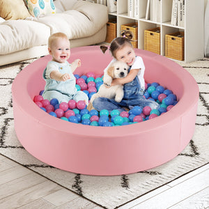 42.5 Inch Round Foam Ball Pits with 25D Sponge Filling and Washable PU Cover for Toddlers-Pink view 3