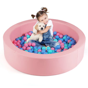 42.5 Inch Round Foam Ball Pits with 25D Sponge Filling and Washable PU Cover for Toddlers-Pink view 4