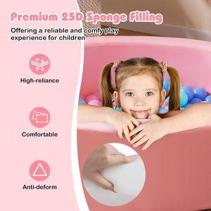 42.5 Inch Round Foam Ball Pits with 25D Sponge Filling and Washable PU Cover for Toddlers-Pink view 6