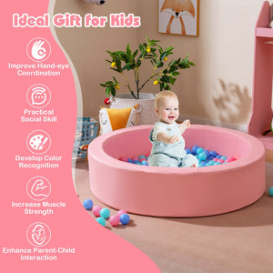 42.5 Inch Round Foam Ball Pits with 25D Sponge Filling and Washable PU Cover for Toddlers-Pink view 8